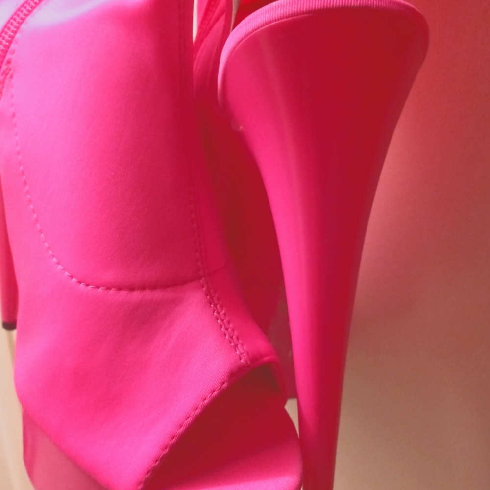 9 inch hot pink zip up boots